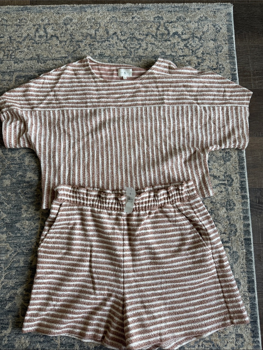 Lou & Grey Striped Knit Top - Dusty Rose & White